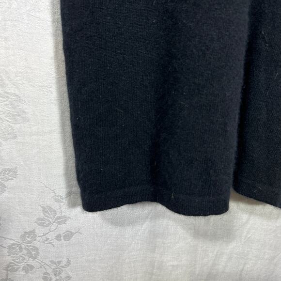 Vintage Sweater Dress 4 PETITE Black Ruffle Lace Lambswool Angora Ambria - Picture 3 of 12